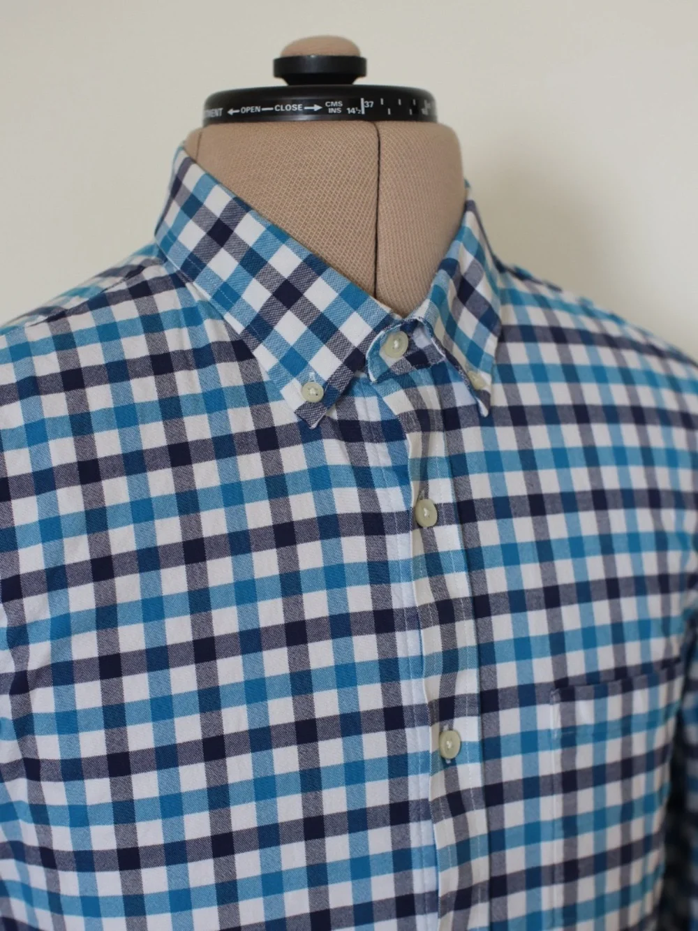 Vintage Banana Republic Blue and White Plaid Shirt with a Preppy Vibe